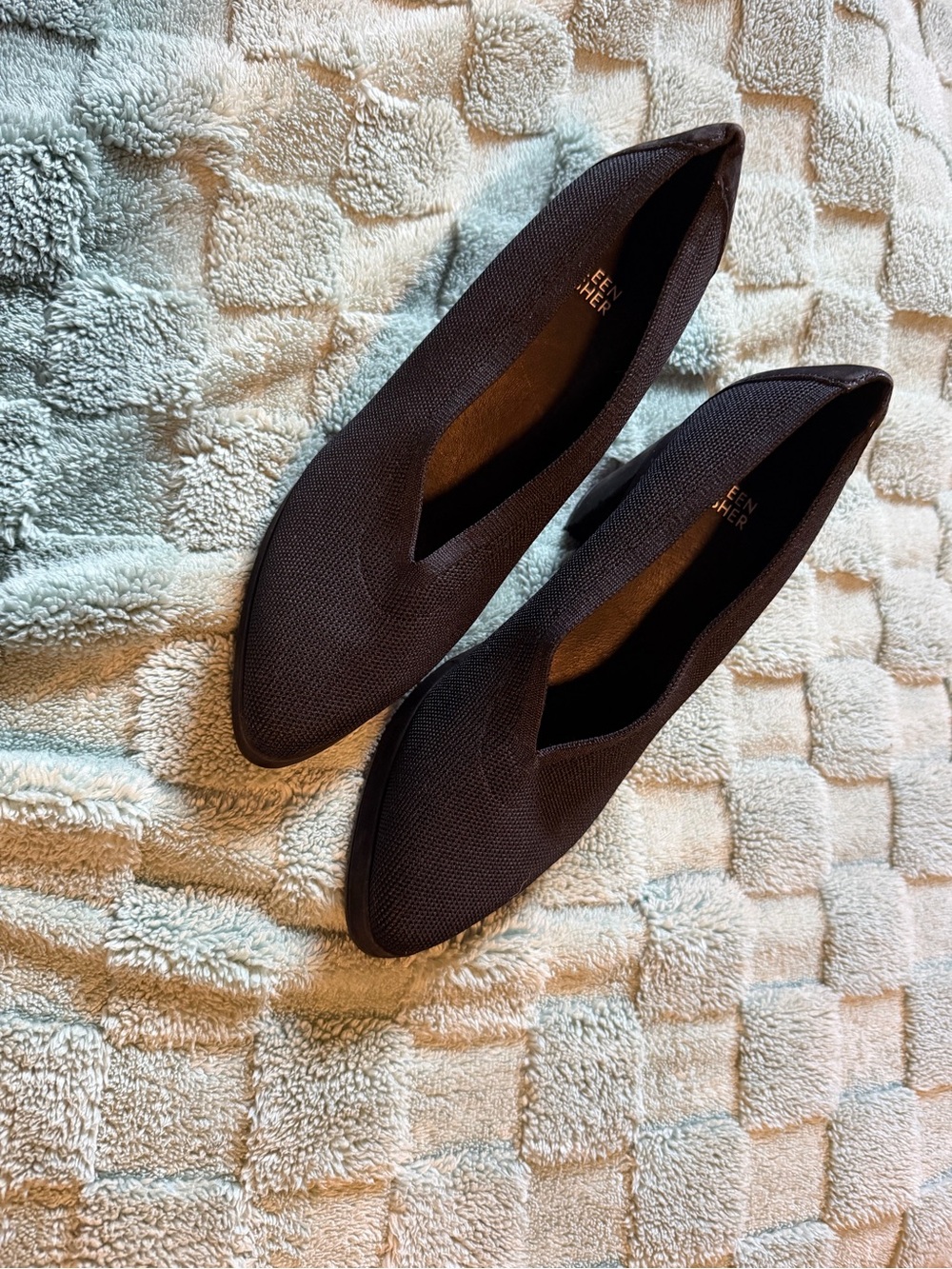 Eileen Fisher Black Pointed Knit Slip-On Heels